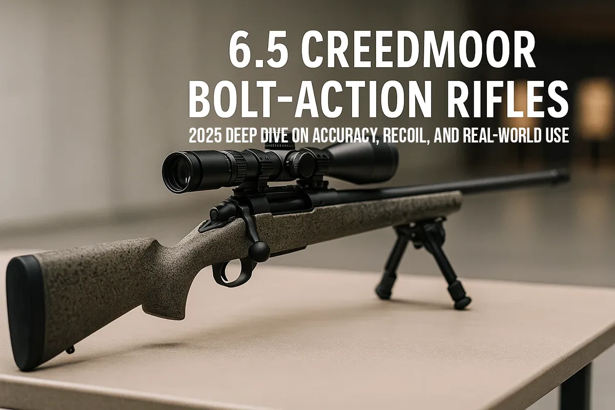 6.5 Creedmoor bolt-action rifles on a ridge at golden hour