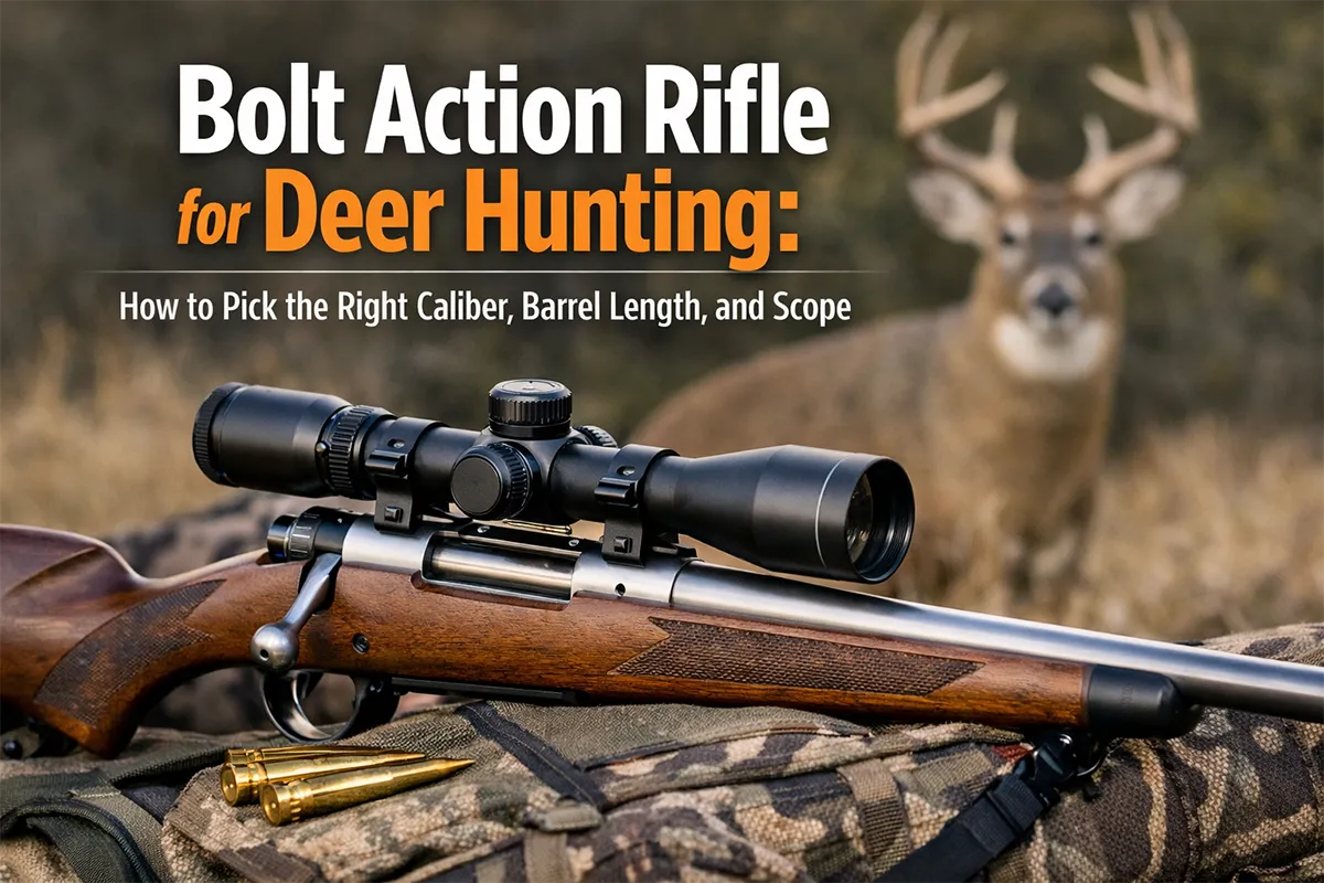 Bolt action rifle for deer hunting in the field