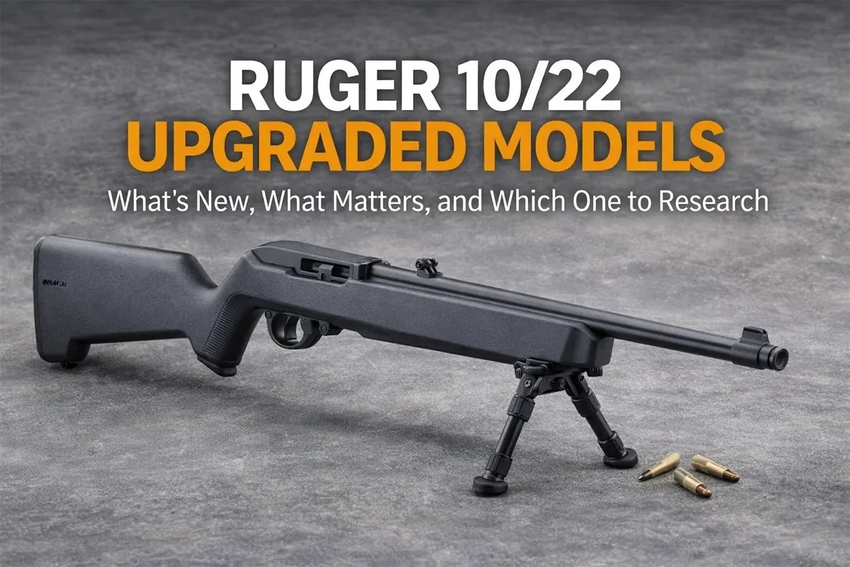 Ruger 10/22 Upgraded Models 2026 on a bench with mags (Ruger 10/22 Upgraded Models 2026)