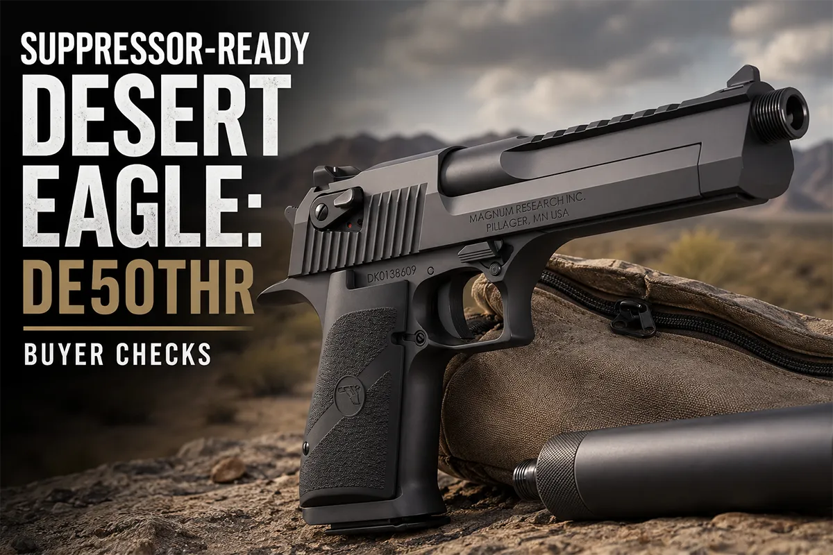 Suppressor-ready Desert Eagle DE50THR pistol research guide