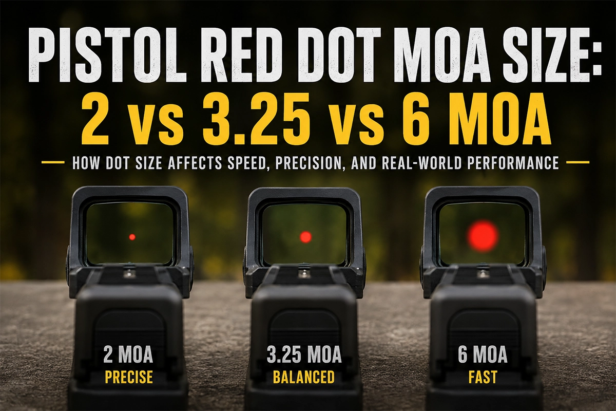 pistol red dot MOA size comparison on an optics-ready handgun