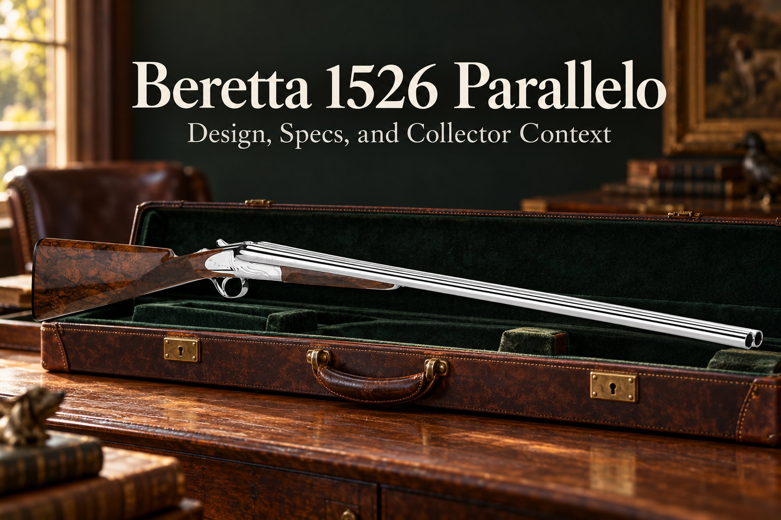 Beretta 1526 Parallelo side-by-side shotgun pair with mirror-polished receivers and walnut stocks